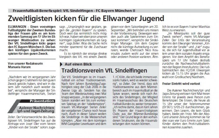 Aalener Nachrichten vom 27.08.2009 