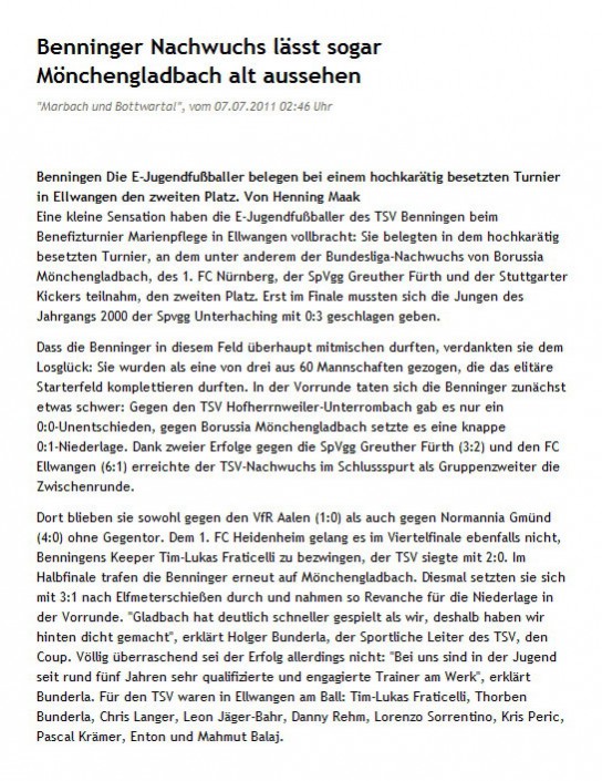 Stuttgarter Nachrichten vom 07.07.2011 