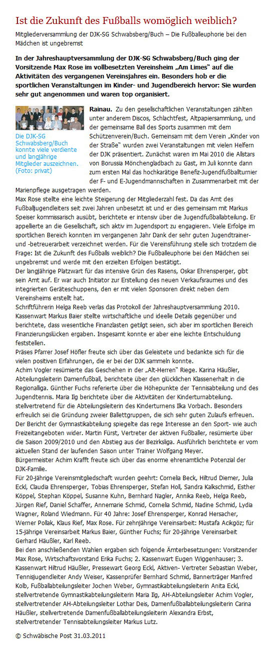 Schwaepo vom 31032011 - Bild 1 - Datum: 02.04.2011 - Tags: Pressebericht, AKTION FUSSBALLTAG e.V.