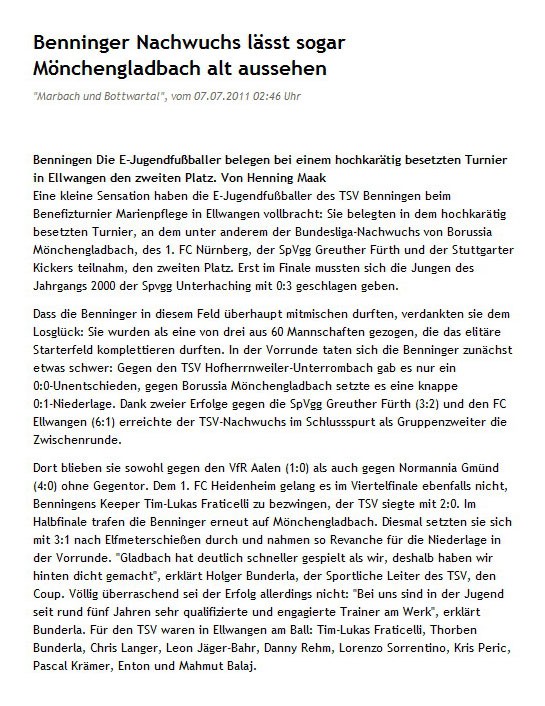 Stuttgarter Nachrichten vom 07.07.2011