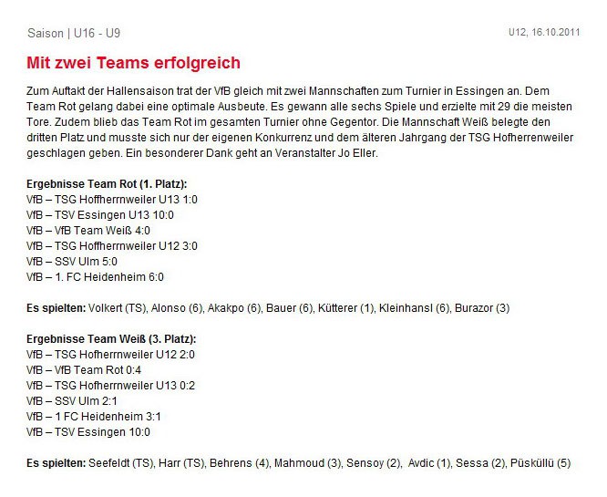 VfB Stuttgart vom 16.10.2011