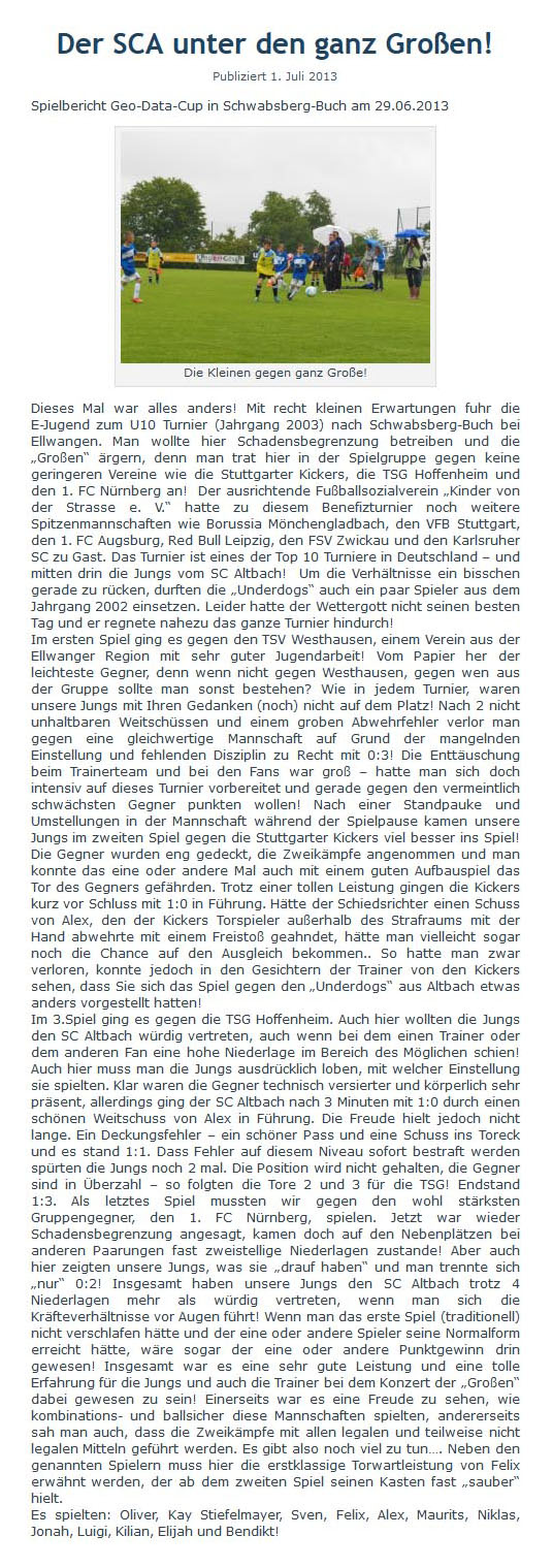 Sportclub Altbach vom 01.07.2013
