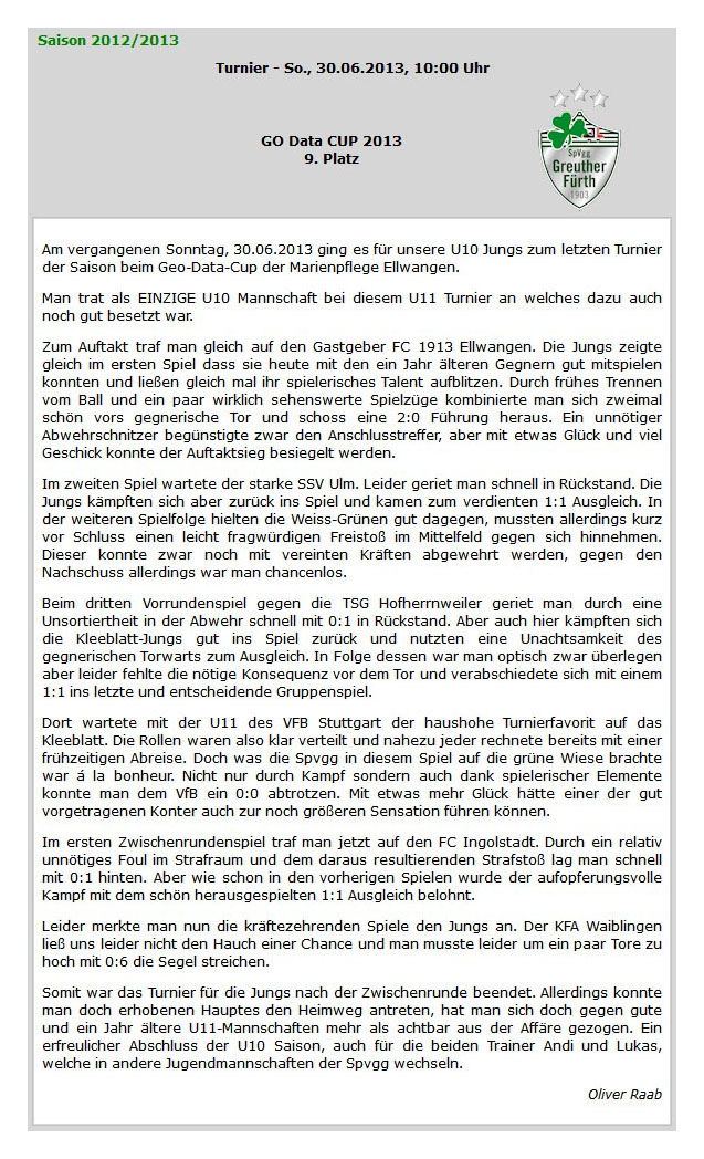 kleeblatt-chronik.de vom Juli 2013