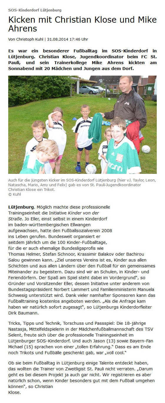 Kieler Nachrichten vom 31.08.2014