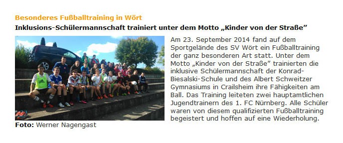 Konrad-Biesalski-Schule Wört vom September 2014