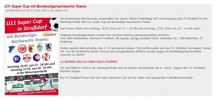 U11 Super Cup in Schwaebisch Gmuend am 16 und 17012016 - Bild 12 - Datum: 16.01.2016 - Tags: Fußballtag, Schwäbisch Gmünd, U11 Super Cup, AKTION FUSSBALLTAG e.V.