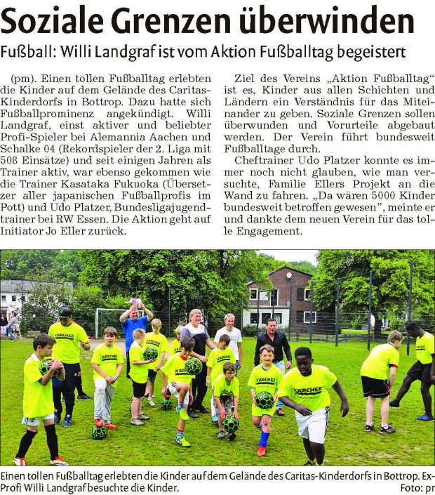 KaercherFussballtag im CaritasKinderdorf Bottrop am 29052016 - Bild 3 - Datum: 29.05.2016 - Tags: Fußballtag, Kärcher, AKTION FUSSBALLTAG e.V.
