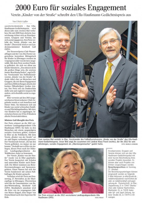Ipf- und Jagst-Zeitung / Aalener Nachrichten vom 19.09.2014 